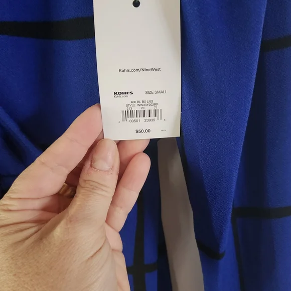 Nine West Royal Blue Long-Sleeve Plaid Wrap Dress - Picture 4 of 4